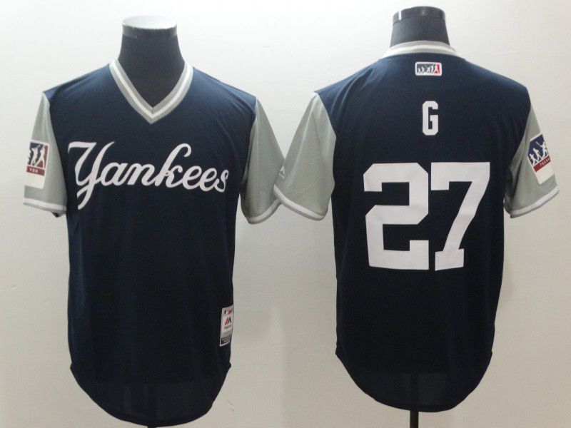 Men New York Yankees 27 G Blue New Rush Limited MLB Jerseys